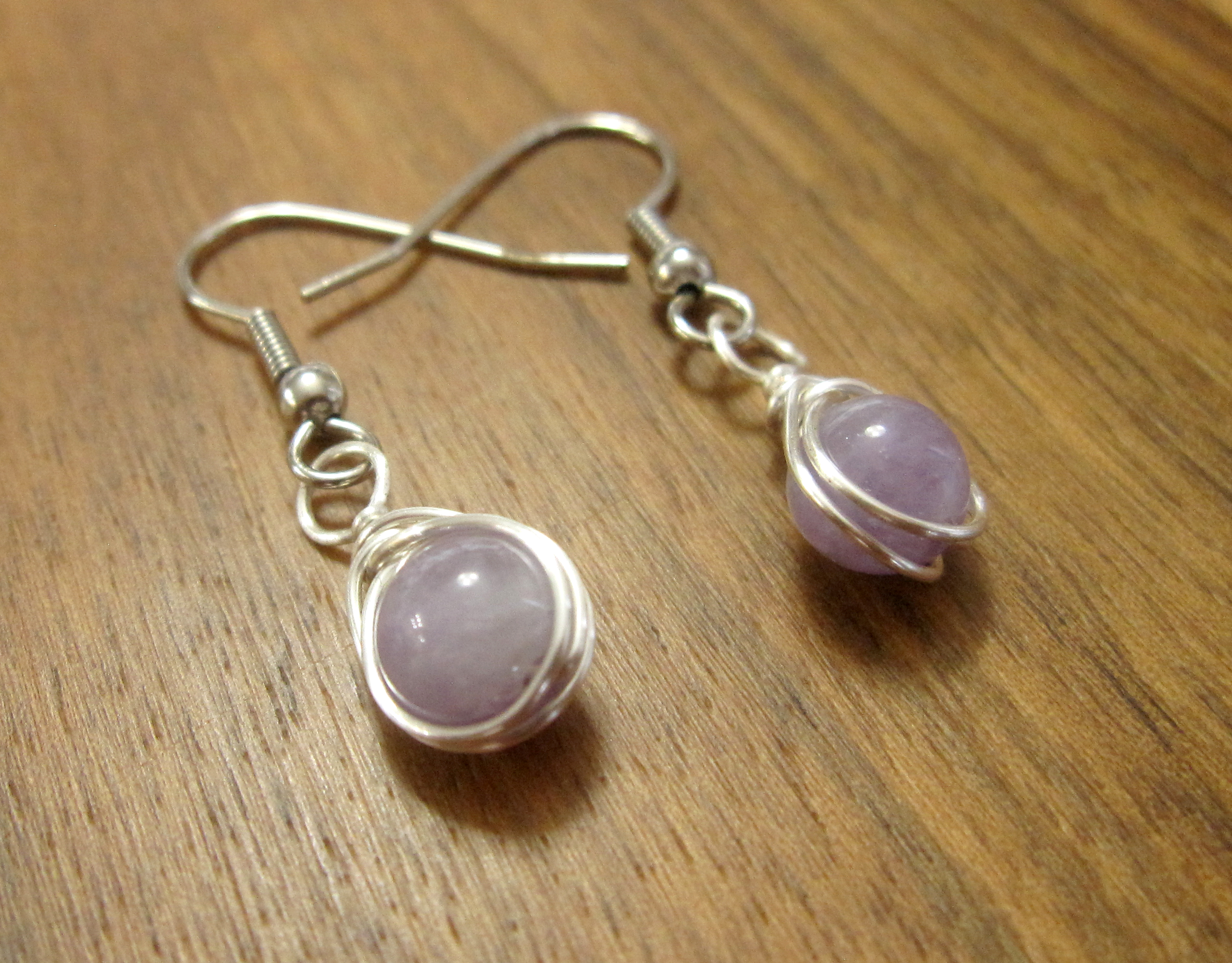 Small Amethyst and Silver Earrings with Surgical Steel Earwires