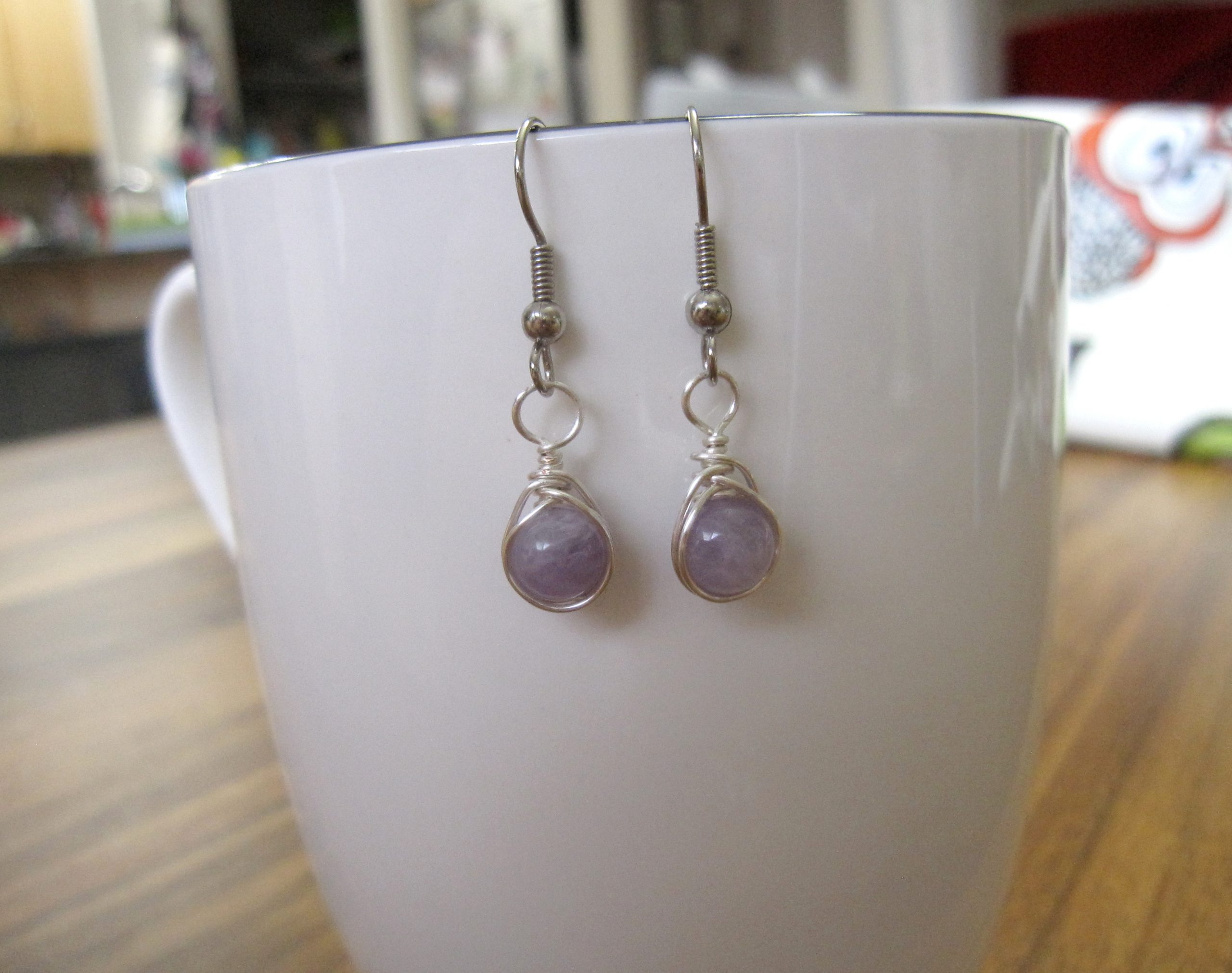 Small Amethyst and Silver Earrings with Surgical Steel Earwires
