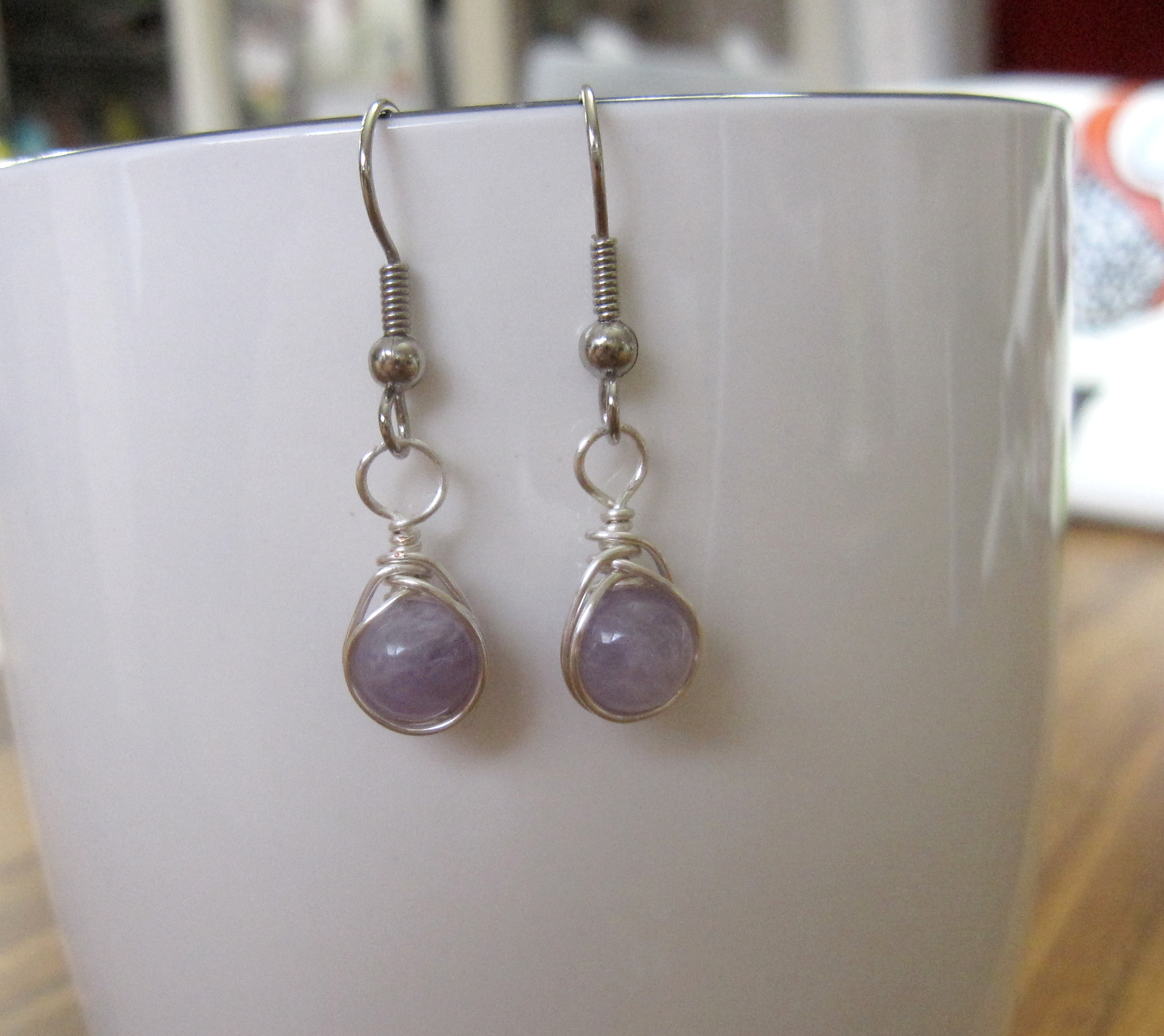 Small Amethyst and Silver Earrings with Surgical Steel Earwires
