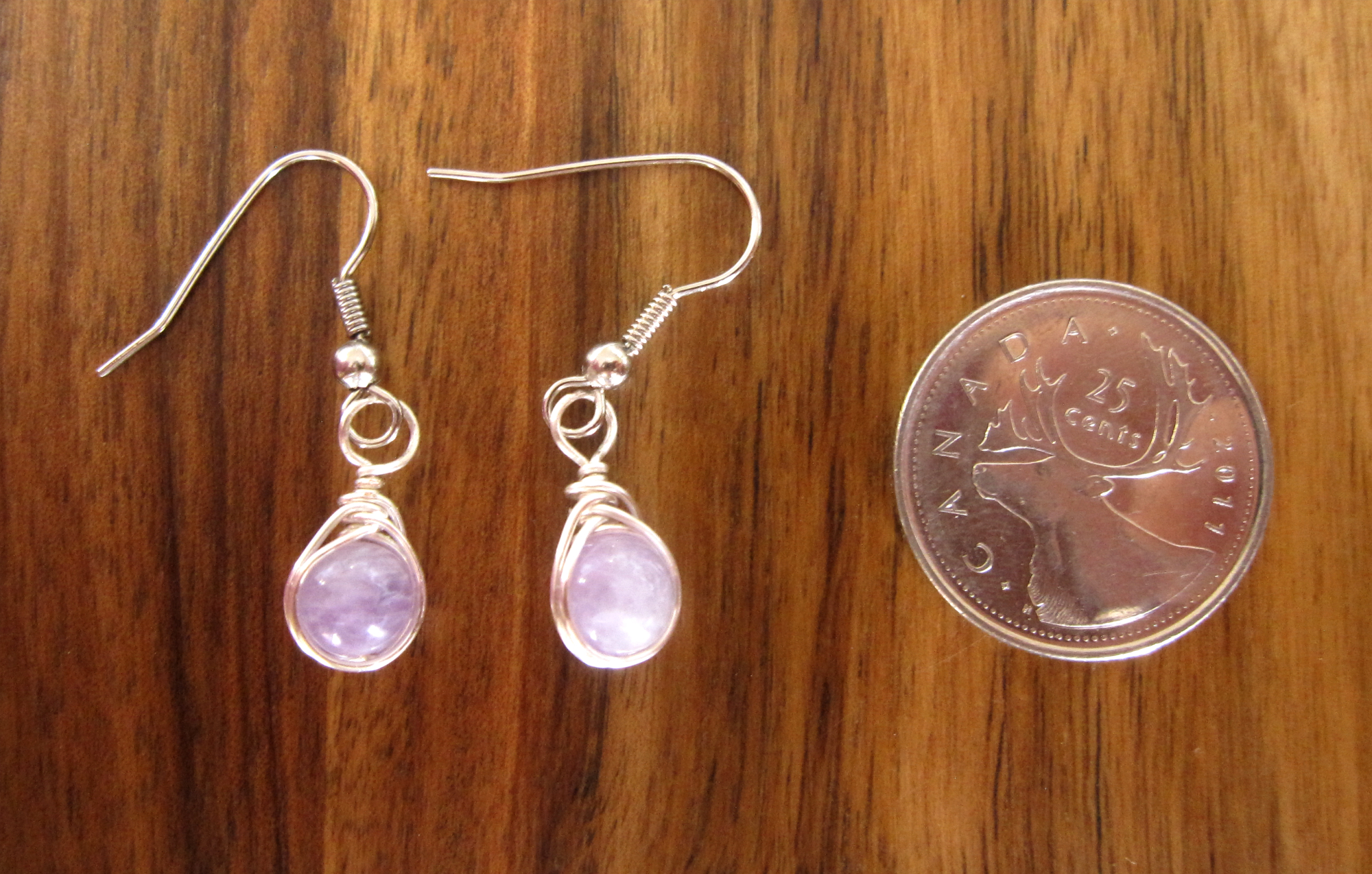 Small Amethyst and Silver Earrings with Surgical Steel Earwires