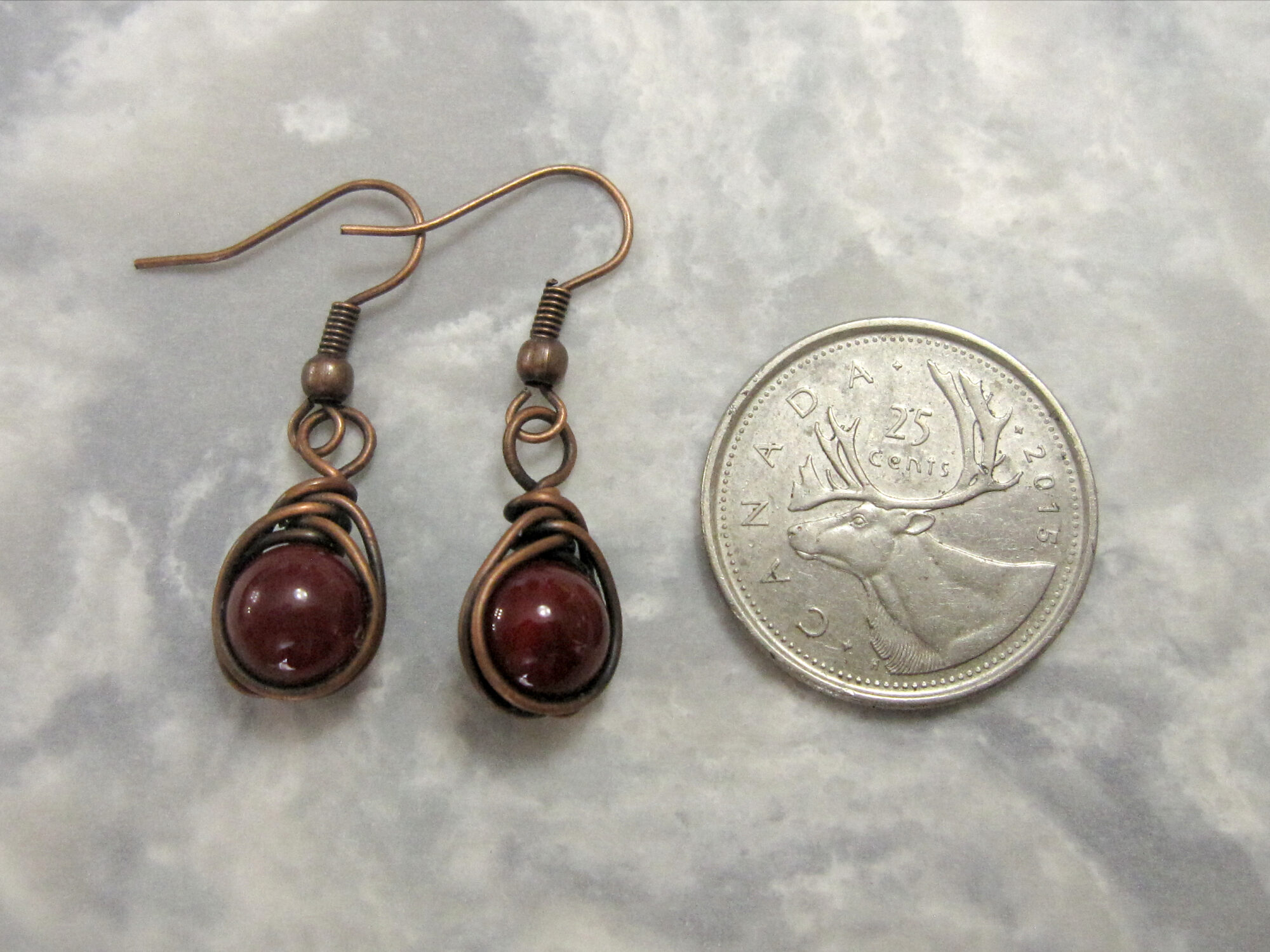 Copper and Red Agate Earrings
