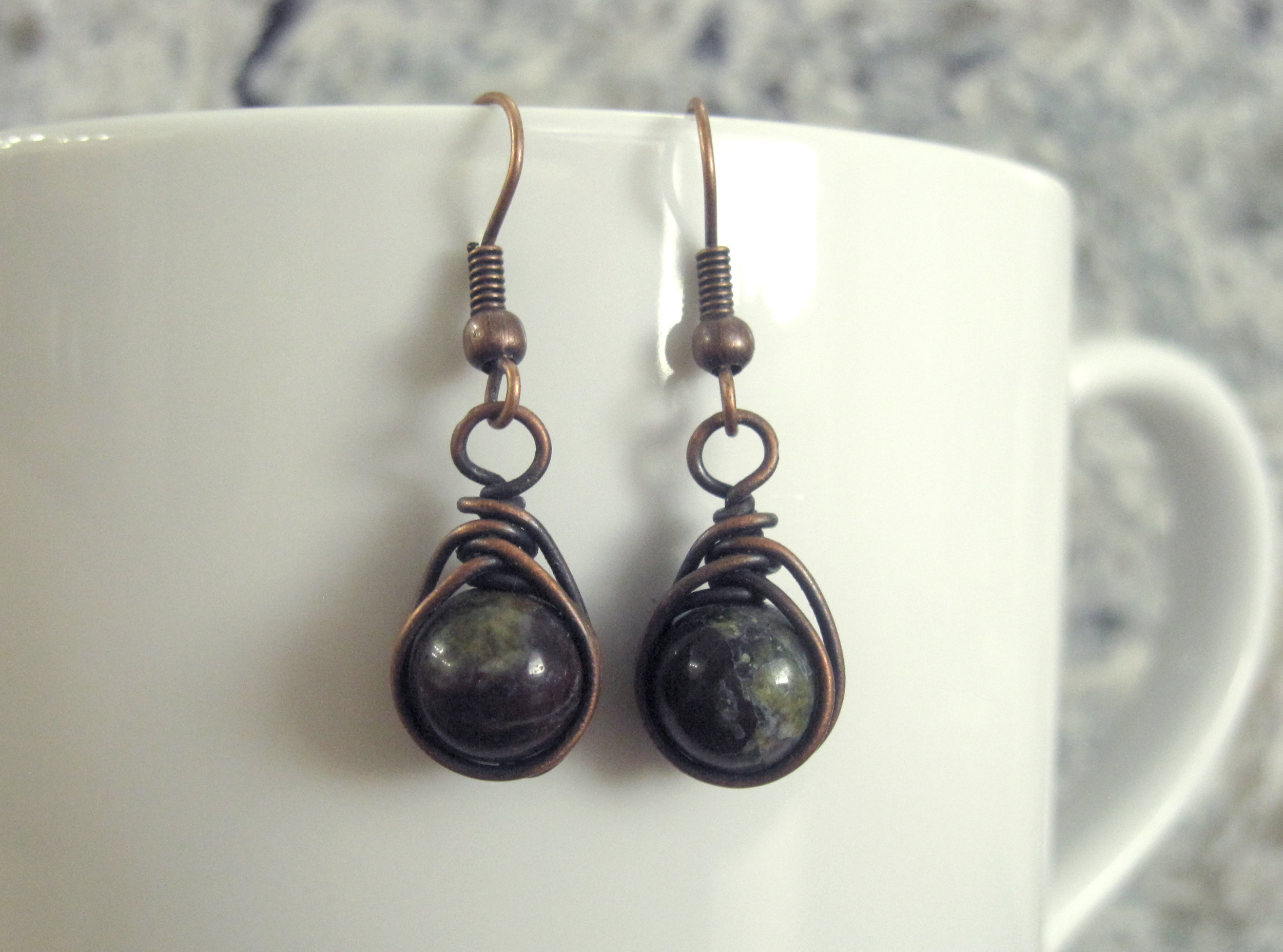 Dragon's Blood Jasper copper wire earrings Dragon's Blood Jasper copper wire earrings