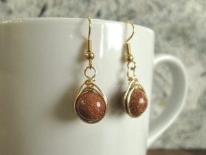 Goldstone earrings with gold earwires