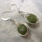 Silver and Nephrite Jade Earrings