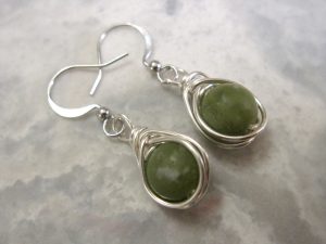 Silver and Nephrite Jade Earrings