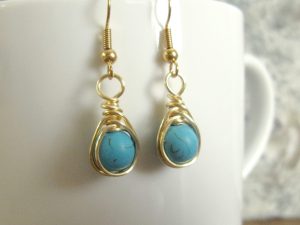Gold and turquoise earrings