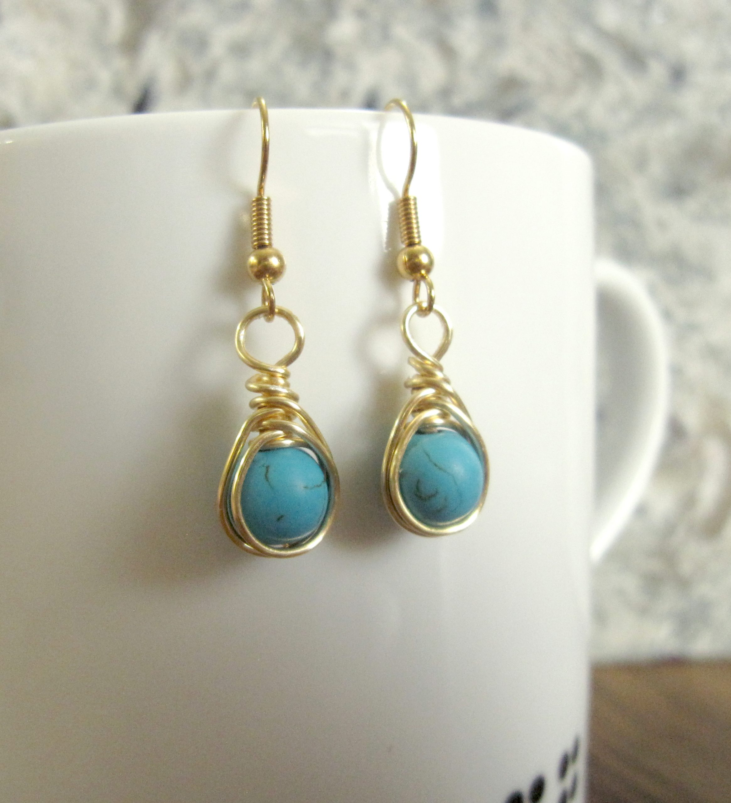 Gold and turquoise earrings Gold and turquoise earrings