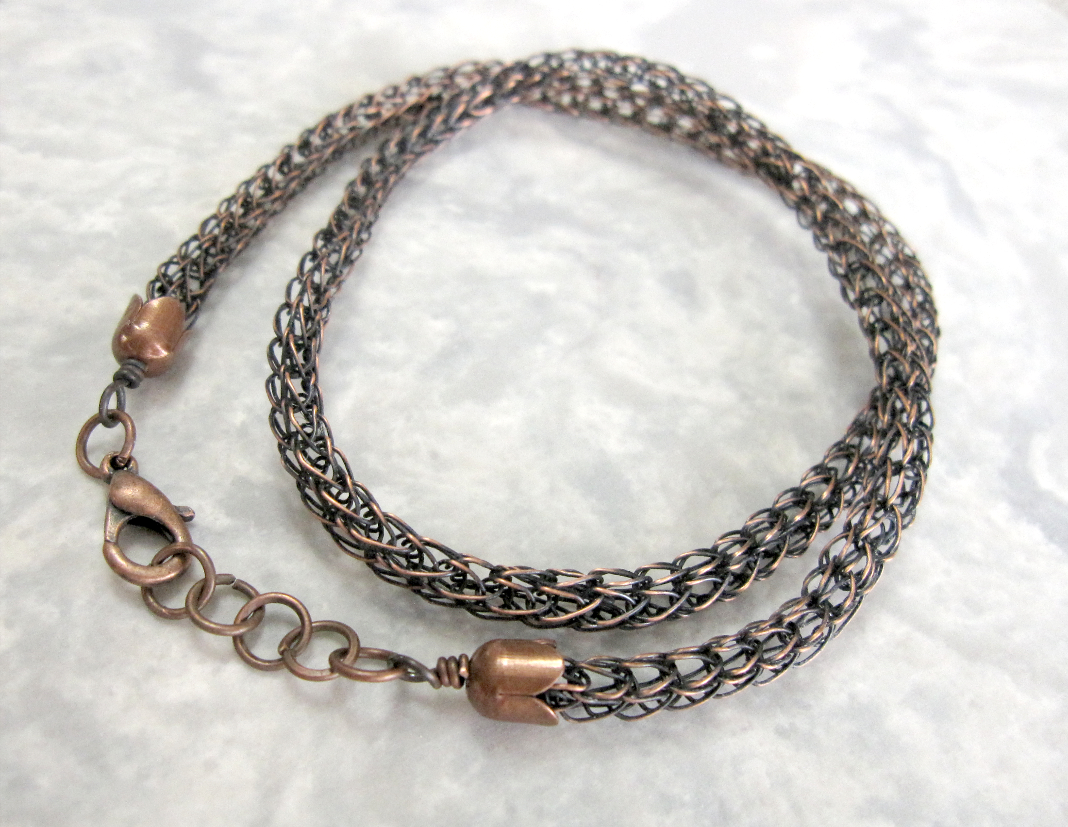 Viking Knit Chain Necklace in Antiqued Copper, 18" Long with Lobster Catch Viking Knit Chain Necklace in Antiqued Copper, 18" Long with Lobster Catch