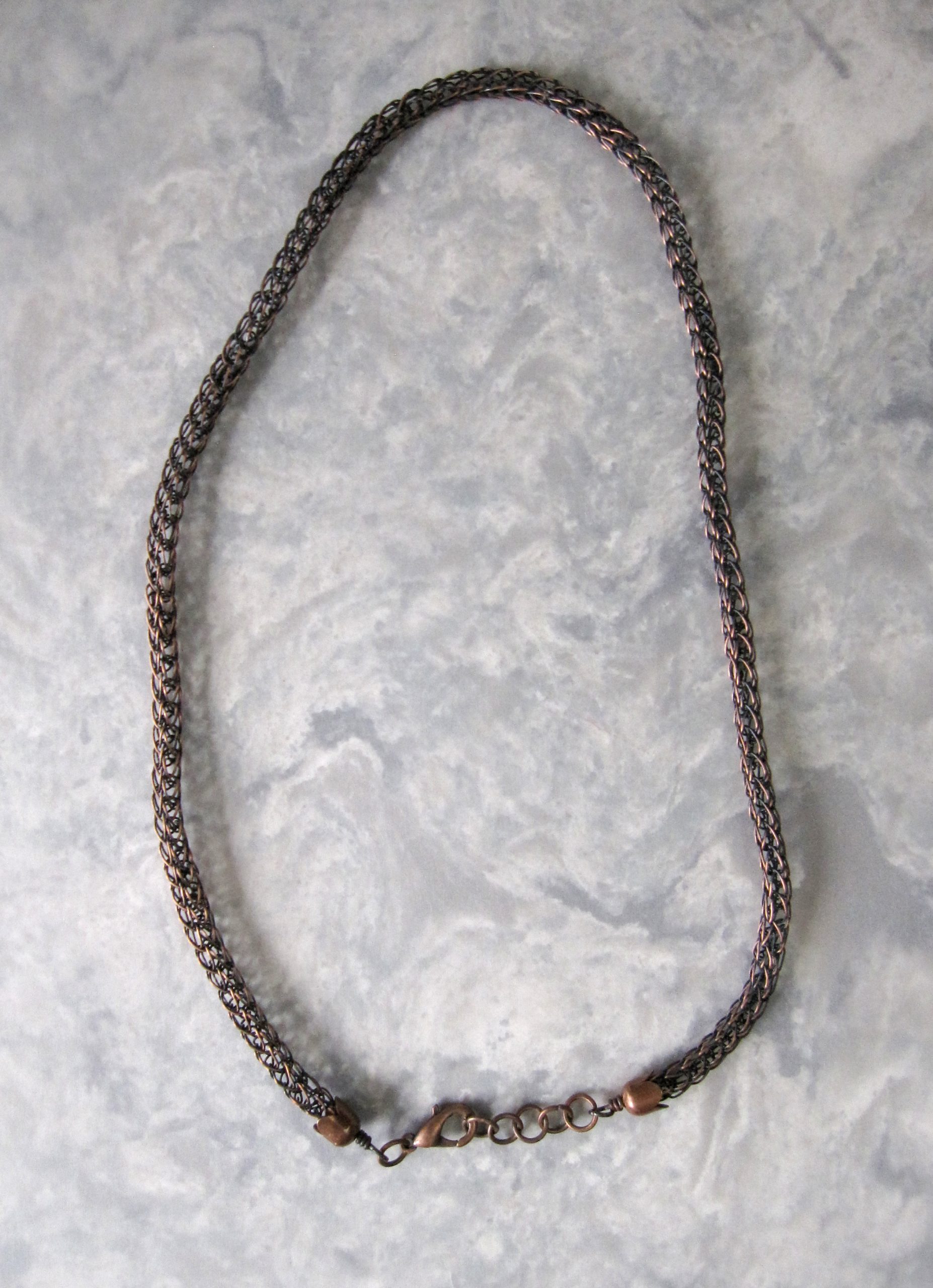 Viking Knit Chain Necklace in Antiqued Copper, 18" Long with Lobster Catch