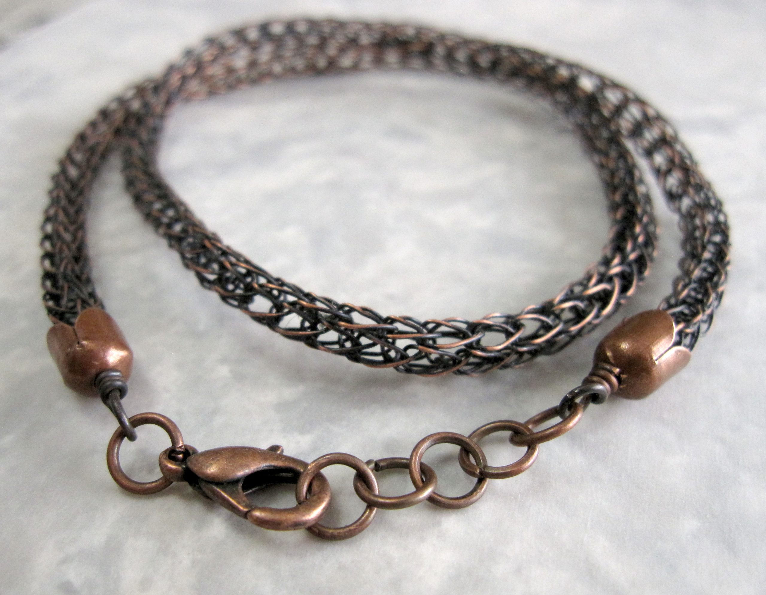 Viking Knit Chain Necklace in Antiqued Copper, 18" Long with Lobster Catch
