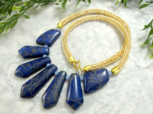 Lapis and Gold wire statement necklace
